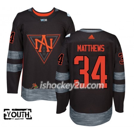 Nordamerika Trøje Auston Matthews 34 2016 World Cup Børn Sort Premier